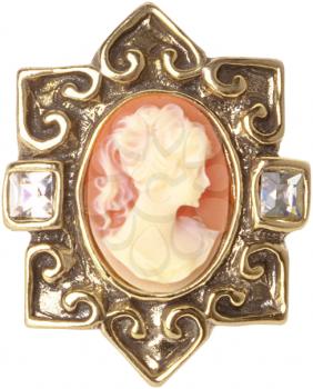 Royalty Free Photo of a Cameo Brooch with Jewels