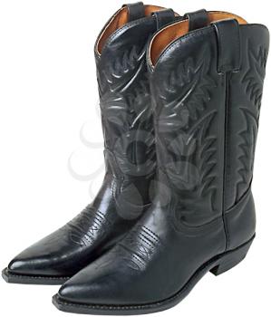 Royalty Free Photo of a Pair of Black Leather Western Boots