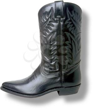 Royalty Free Photo of a Black Leather Western Boot