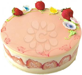 Royalty Free Photo of a Cake Decorated with Strawberries