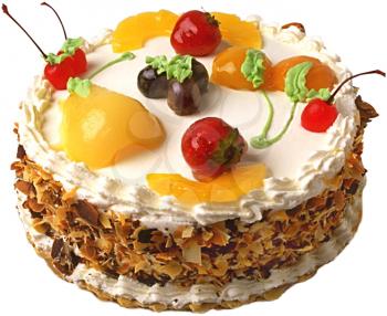 Royalty Free Photo of a Cake Topped with Fruit