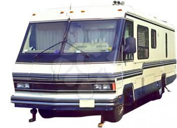 Royalty Free Photo of a Motorhome Parked for the Night