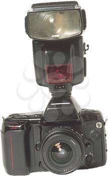 Royalty Free Photo of a Camera with a Large Flash