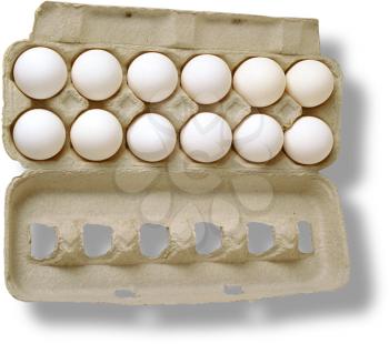 Royalty Free Photo of a Dozen White Eggs in a Carton
