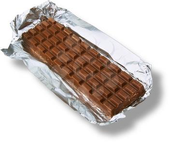 Royalty Free Photo of a Chocolate Bar Set in a Foil Wrapper