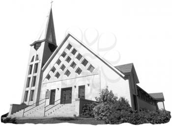Royalty Free Photo of a Black and White Photo Church