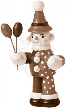 Royalty Free Photo of a Wooden Toy Clown Holding Balloons
