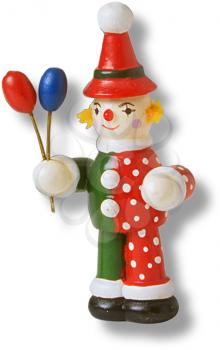 Royalty Free Photo of a Wooden Toy Clown Holding Balloons