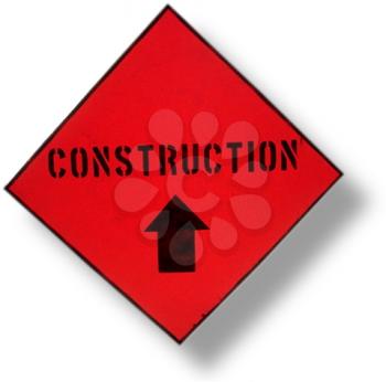Royalty Free Photo of a Construction Sign with a Drop Shadow