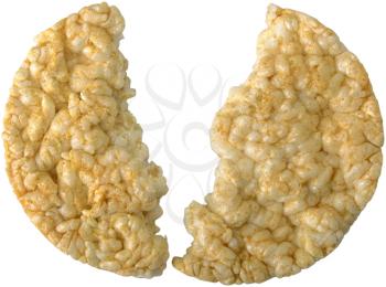 Royalty Free Photo of a Rice Cracker in Two Pieces