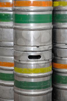 Metal beer barrel storage to stack.