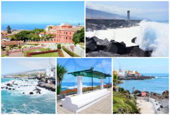 Collage postcard with pictures from places in Tenerife, Spain.