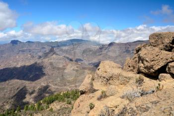 Gran Canaria mountain landscape. View from Roque Nublo peak.