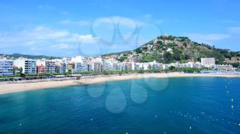 Beach and clear sea in the Blanes town in Spain (Catalonia, Costa Brava)