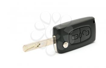 Remote black key car placed on a white background.