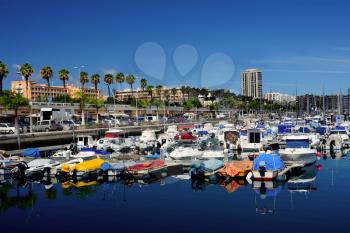 Port of Las Palmas with small boats in north Gran Canaria, Canary Islands.