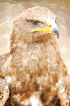 Abstract watercolor digital generated painting of the Golden Eagle portrait.