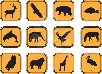 Vector graphic set of animal icons.