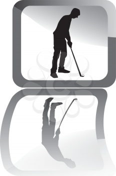 Illustration of black golf player with reflex.
