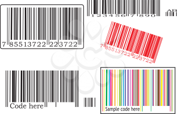 Detail illustration of various barcodes with various color.