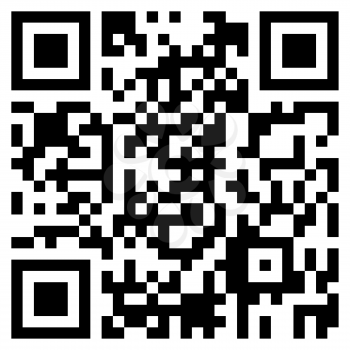 Modern black QR code on white background for scanning with mobile phone.