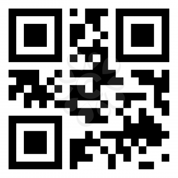 Modern black QR code on white background for scanning with mobile phone.