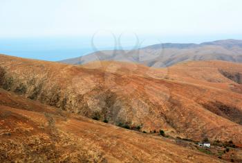 View of beautiful mountain scenery of Fuerteventura island.