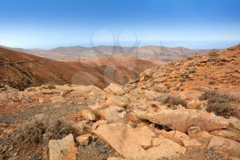 View of beautiful mountain scenery of Fuerteventura island.