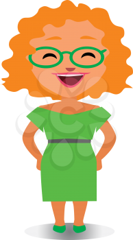 Use as Emoji or Mascot, Young Female Illustration Isolated on White Background
