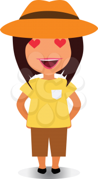 Use as Emoji, Mascot or Emoticon Young Female Illustration Isolated on White Background
