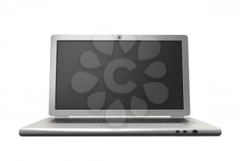 Modern laptop. Front view 3d render technology background