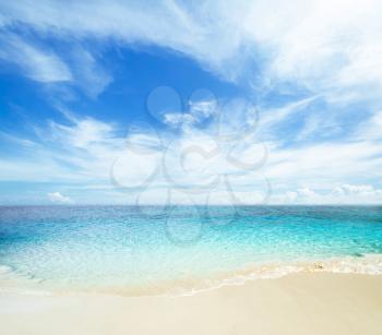 Tropical beach and sea. Sky and clouds