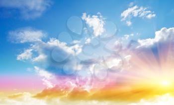 Summer colors sky and clouds. Nature background