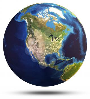 Planet Earth world globe. Elements of this image furnished by NASA. 3d rendering