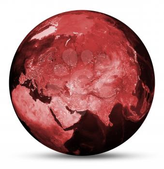 Earth red map. Elements of this image furnished by NASA 3d rendering