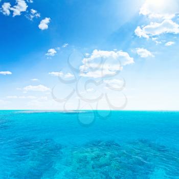 Sky and sea. Tropical quad composition outdoor scene