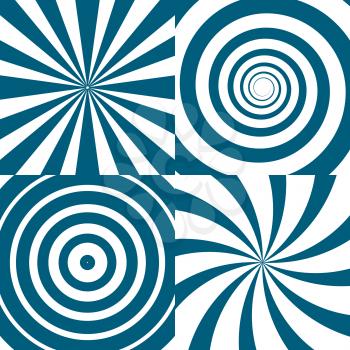 Vector set of twirls. Psychedelic circles and swirl. Spiral twirl circle background, illustration of twist round pattern