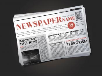 Half of newspaper template with headline. Vector illustration newspaper print with news column