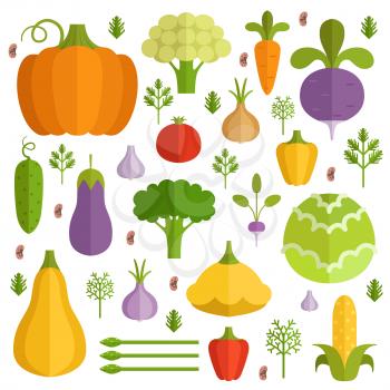 Different vegetables in cartoon style. Vector icons set. Vegetarian organic carrot and pepper illustration