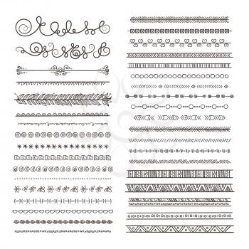 Vector borders and dividers. Hand drawn frames isolate on white. Border ornament frame, hand drawn line decoration illustration