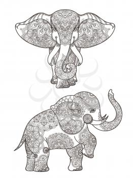 Illustration of elephant with mandalas vector decoration. Elephant ethnic with pattern mandala decoration