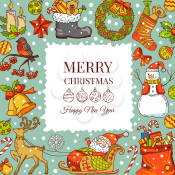 Christmas background pictures. Vector illustrations for holiday. Frame with place for your text. Christmas holiday card, new year and merry xmas