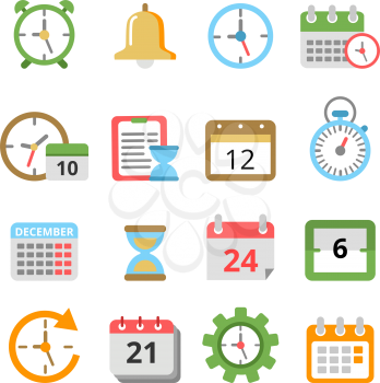 Time management symbols. Calendars, reminders, planners and other vector icons set. Calendar and planner diary, appointment and agenda management illustration
