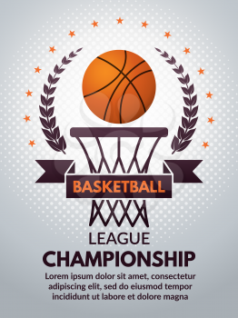 Retro basketball poster for sport college. Vector basketball banner for college competition championship or tournament illustration
