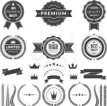 Design template of premium badges or logos. Vectot icon and label, sign and badge, quality premium and guarantee illustration