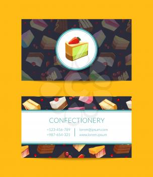 Vector confectionary, cooking lessons or pastry shop business card template illustration
