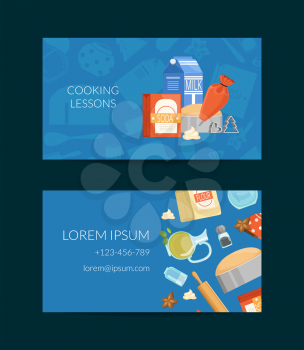 Vector business card template for cooking lessons or grocery store illustration