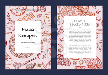 Vector card or brochure template for pizza restaurant or cooking lessons illustration