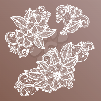 Lace fashion handmade decoration with flowers. Vector needlework. Handmade ornament pattern textile illustration