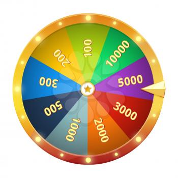 Spinning wheel with prizes. Game roulette. Vector illustration isolate. Fortune gambling wheel